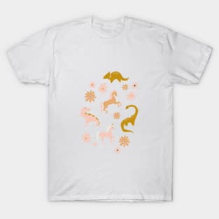 Dinosaur + Unicorns on Emerald T-Shirt